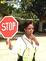 Slim brunette milf riding and sucking a big cock