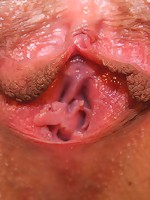 Chubby blonde busty spreads the lips of her pussy