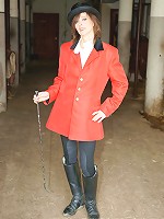 Classy mature lady masturbating in a barn