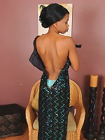 Elegant ebony MILF Lippz strips to reveal her hot bod and hairy pussy