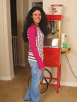 Petite and mature Nia looks hot in her blue bra and thong