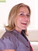 Mature amateur Sky strips naked on the stairs after work.