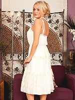 Busty blond babe Amber Jayne spreads her pussy.