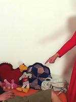 The grandmother and the young man make passionate love until they're interrupted