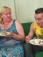 The hot young cock fucks the granny mouth and then it's inside her beautiful pussy