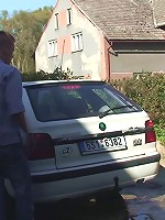 She washes the car and gets all wet and he comes along and fucks her sweet mature pussy