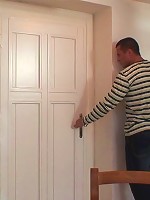 He spots the mature slut masturbating through the door and he can't help but fuck her hard