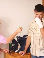 She is old and slutty and in stockings and he loves fucking her dripping wet old box