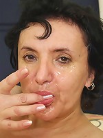 His wife walks in on him boning his mother in law and shooting cum on her pretty face