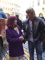 Redheaded mature craves young cock meat and he manages to convince her to fuck him