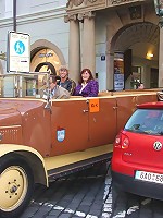 He takes her for a ride in the vintage car and then he takes her granny pussy for a ride too