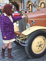 She goes home with him after a ride in a vintage car and the two of them have great granny sex