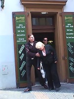 Mature blonde goes home with them and they have a world class fucking threesome