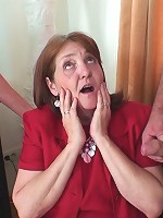 Her mature pussy and her mature mouth are filled with their eager dicks and she is very happy