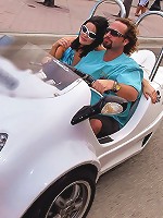 watch 2 super hot bikini babes rides around in their scooter in these beach side reality topless 3some fuck pics